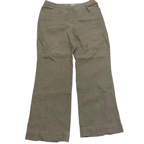 J. Jill Linen Wide Leg Genuine fit Waist Lagenlook Minimalist Tan Pants Sz 10‎ - Picture 1 of 8